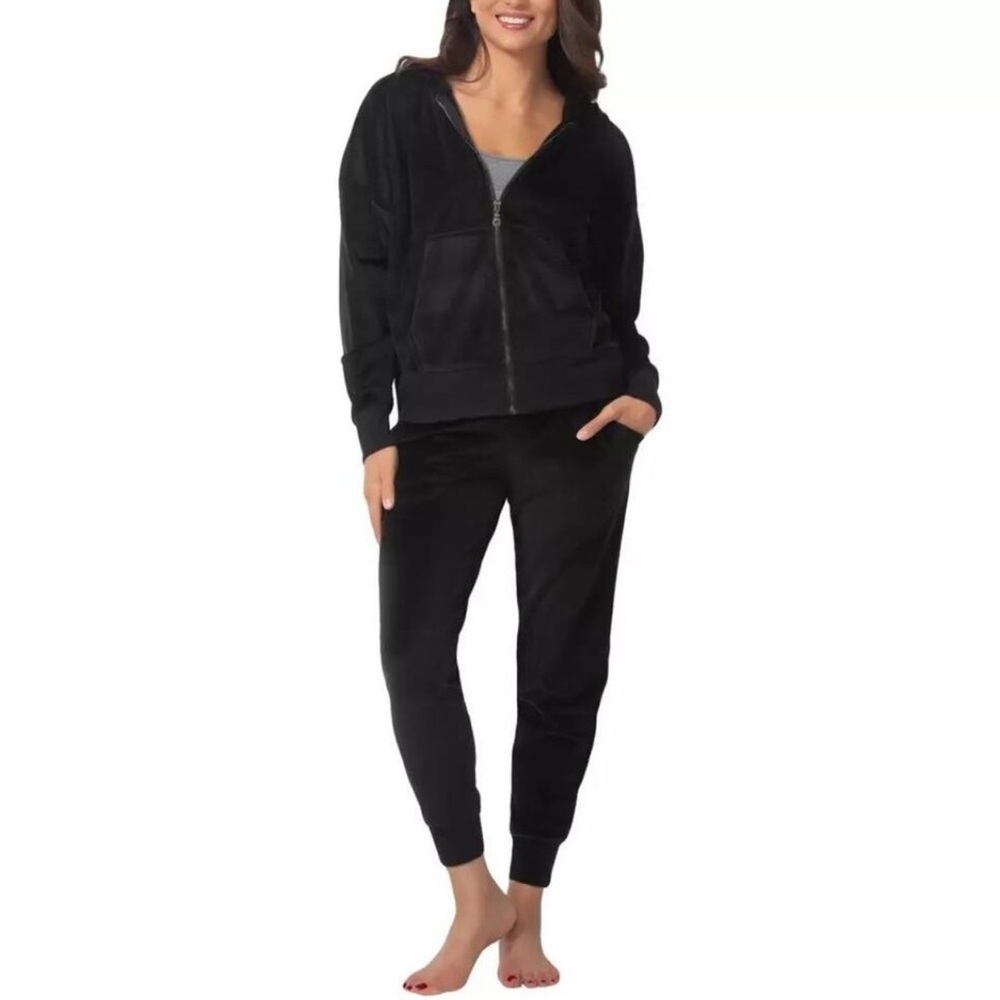 Felina Velour Hoodie‎ & Jogger Pant Set in Black NWT - Great for Loungewear!